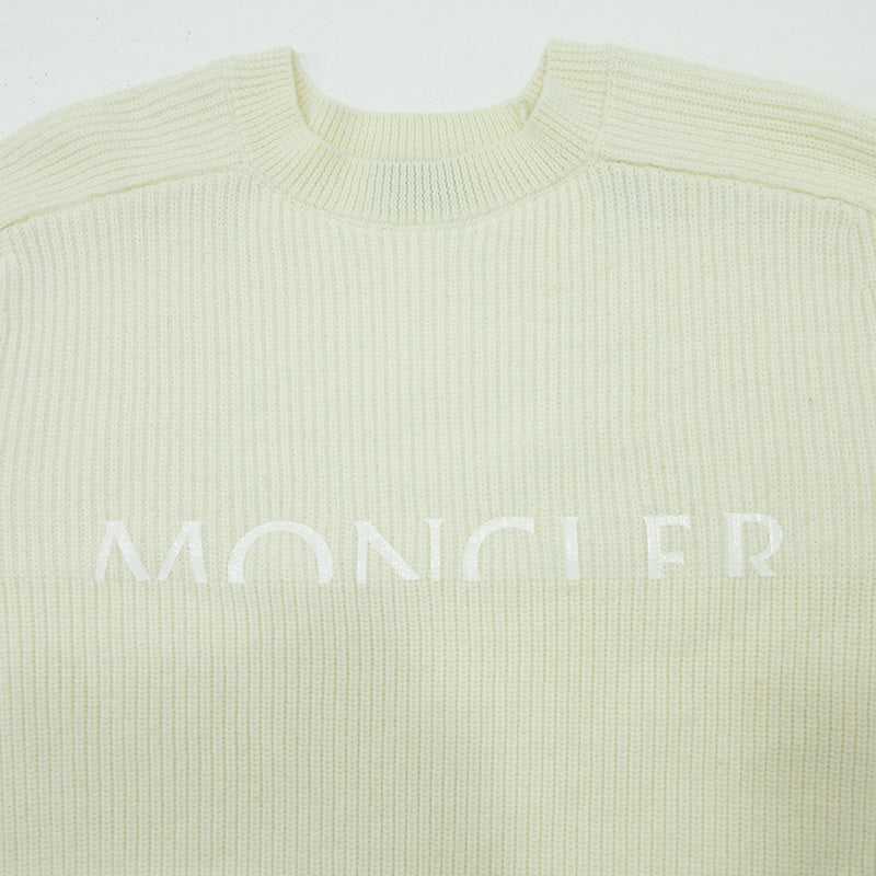 MONCLER | モンクレール GIROCOLLO TRICOT ウール混ロゴプリント長袖ニット セーター F20919C74110 ホワイト アイボリー サイズ：L【三重本店】