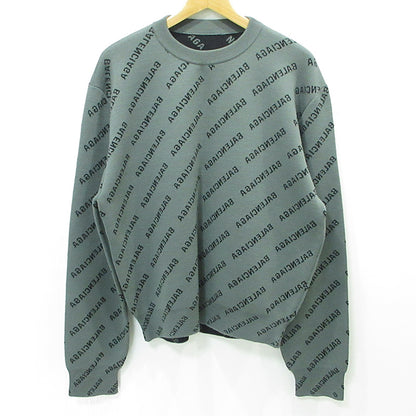 BALENCIAGA | バレンシアガ Mirror Mini Allover Logo Sweater ミラーミニオールオーバーロゴセーター ロゴ長袖ニット 総柄 ニット 724626 T1666 グレー サイズ：S【三重本店】