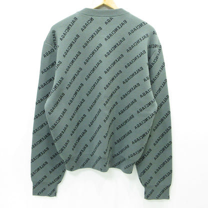 BALENCIAGA | バレンシアガ Mirror Mini Allover Logo Sweater ミラーミニオールオーバーロゴセーター ロゴ長袖ニット 総柄 ニット 724626 T1666 グレー サイズ：S【三重本店】