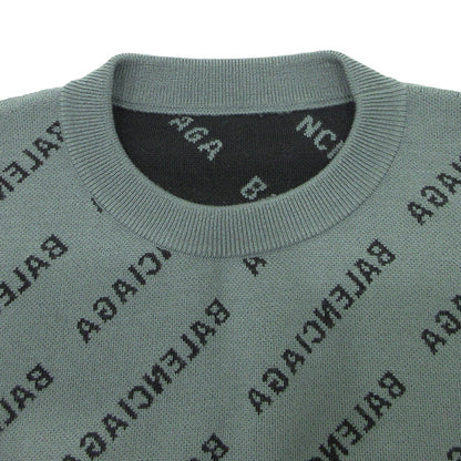 BALENCIAGA | バレンシアガ Mirror Mini Allover Logo Sweater ミラーミニオールオーバーロゴセーター ロゴ長袖ニット 総柄 ニット 724626 T1666 グレー サイズ：S【三重本店】