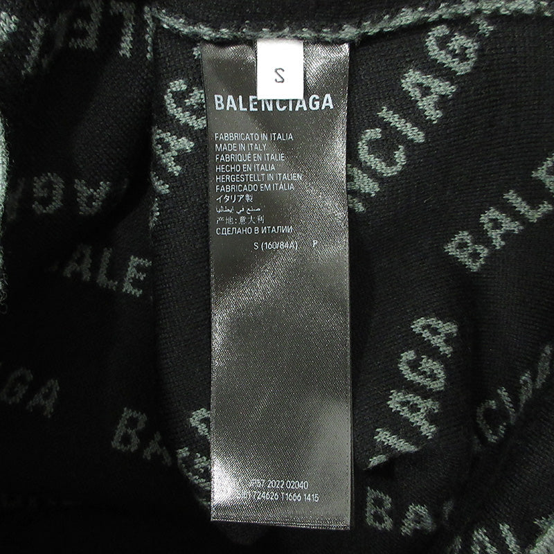 BALENCIAGA | バレンシアガ Mirror Mini Allover Logo Sweater ミラーミニオールオーバーロゴセーター ロゴ長袖ニット 総柄 ニット 724626 T1666 グレー サイズ：S【三重本店】