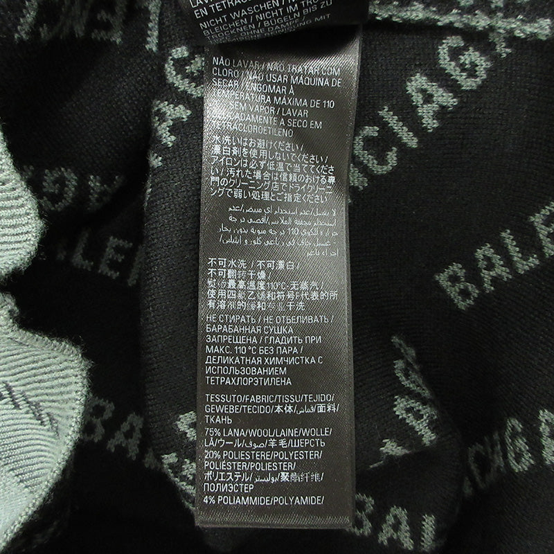 BALENCIAGA | バレンシアガ Mirror Mini Allover Logo Sweater ミラーミニオールオーバーロゴセーター ロゴ長袖ニット 総柄 ニット 724626 T1666 グレー サイズ：S【三重本店】