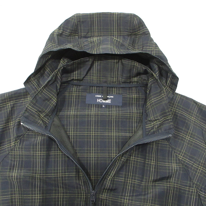 COMME des GARCONS HOMME | コムデギャルソンオム ESTELLE LAMY CHECK BLOUSON エステルラミーチェックブルゾン 26SS 襟2WAYリネン混総柄ジャケット チェック柄マウンテンパーカージャケット ブルゾン HQ-J023 ネイビー系 マルチカラー サイズ：L【三重本店】
