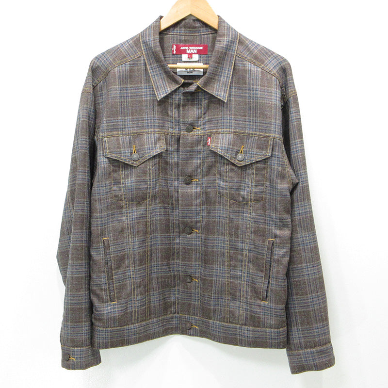 JUNYA WATANABE | ジュンヤワタナベ × LEVI'S リーバイス eYe JUNYA WATANABE MAN アイジュンヤワタナベマン WOOL SILK CHECK TRUCKER JACKET ウールシルクチェックトラッカージャケット 26ss 総柄ジャケット その他アウター WQ-J919 ブラウン マルチカラー サイズ：L【三重本店】
