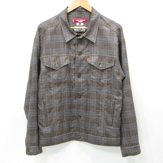 JUNYA WATANABE | ジュンヤワタナベ × LEVI'S リーバイス eYe JUNYA WATANABE MAN アイジュンヤワタナベマン WOOL SILK CHECK TRUCKER JACKET ウールシルクチェックトラッカージャケット 26ss 総柄ジャケット その他アウター WQ-J919 ブラウン マルチカラー サイズ：L【三重本店】