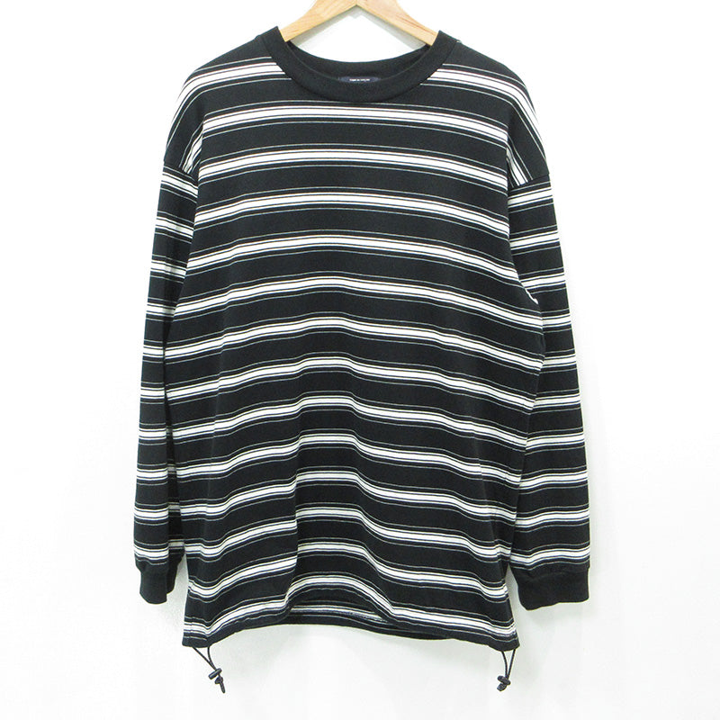 COMME des GARCONS HOMME | コムデギャルソンオム コットンボーダーTシャツスピンドル 25AW 総柄長袖Tシャツ 綿天竺ボーダー ドローコード 長袖Ｔシャツ HP-T002 ブラック×ホワイト サイズ：M【三重本店】