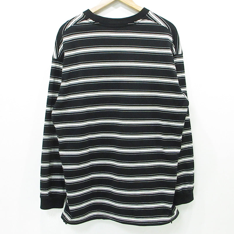 COMME des GARCONS HOMME | コムデギャルソンオム コットンボーダーTシャツスピンドル 25AW 総柄長袖Tシャツ 綿天竺ボーダー ドローコード 長袖Ｔシャツ HP-T002 ブラック×ホワイト サイズ：M【三重本店】