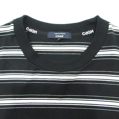 COMME des GARCONS HOMME | コムデギャルソンオム コットンボーダーTシャツスピンドル 25AW 総柄長袖Tシャツ 綿天竺ボーダー ドローコード 長袖Ｔシャツ HP-T002 ブラック×ホワイト サイズ：M【三重本店】