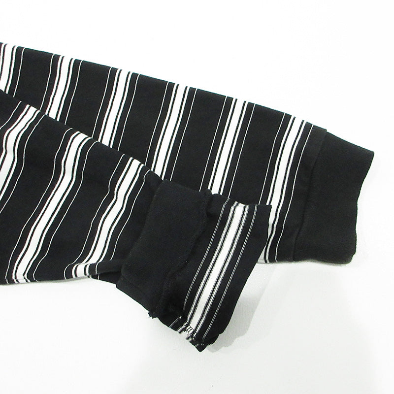 COMME des GARCONS HOMME | コムデギャルソンオム コットンボーダーTシャツスピンドル 25AW 総柄長袖Tシャツ 綿天竺ボーダー ドローコード 長袖Ｔシャツ HP-T002 ブラック×ホワイト サイズ：M【三重本店】