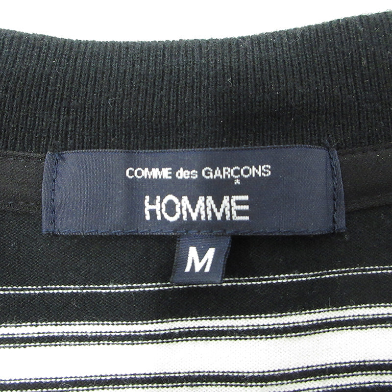 COMME des GARCONS HOMME | コムデギャルソンオム コットンボーダーTシャツスピンドル 25AW 総柄長袖Tシャツ 綿天竺ボーダー ドローコード 長袖Ｔシャツ HP-T002 ブラック×ホワイト サイズ：M【三重本店】
