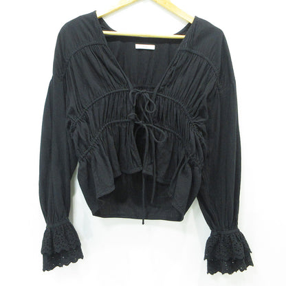 anuke | アンヌーク Vneck Lace Blouse Vネックレースブラウス 25年 長袖シャツ カーディガン ブラウス 62510408 ブラック サイズ：FreeSize【三重本店】