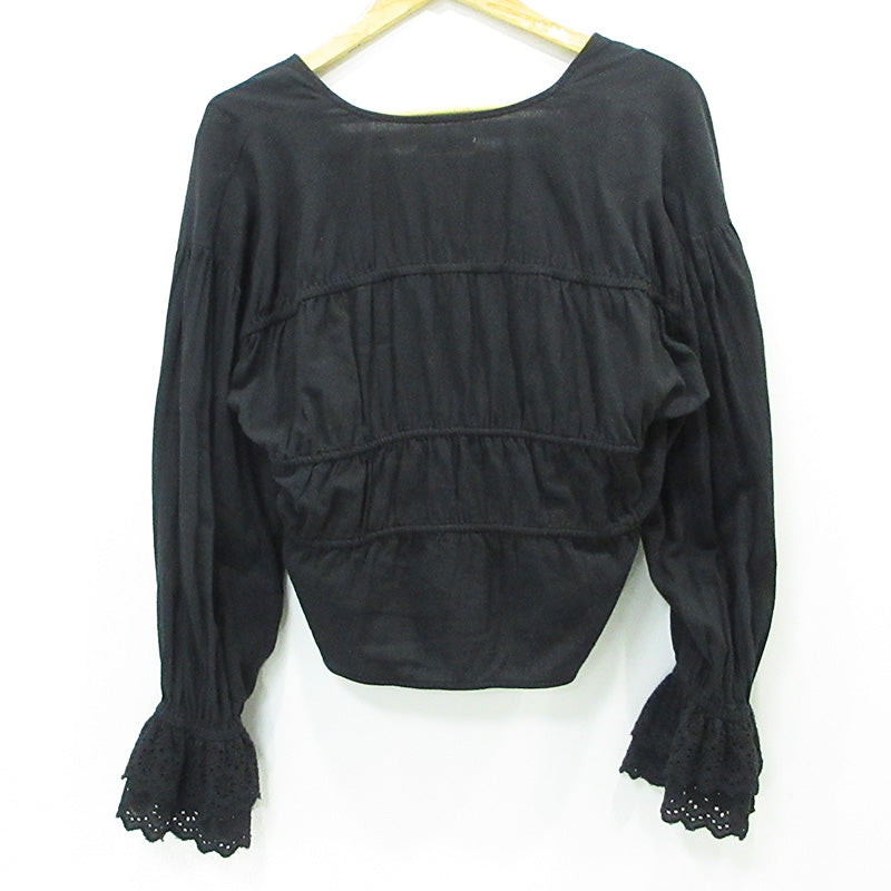 anuke | アンヌーク Vneck Lace Blouse Vネックレースブラウス 25年 長袖シャツ カーディガン ブラウス 62510408 ブラック サイズ：FreeSize【三重本店】