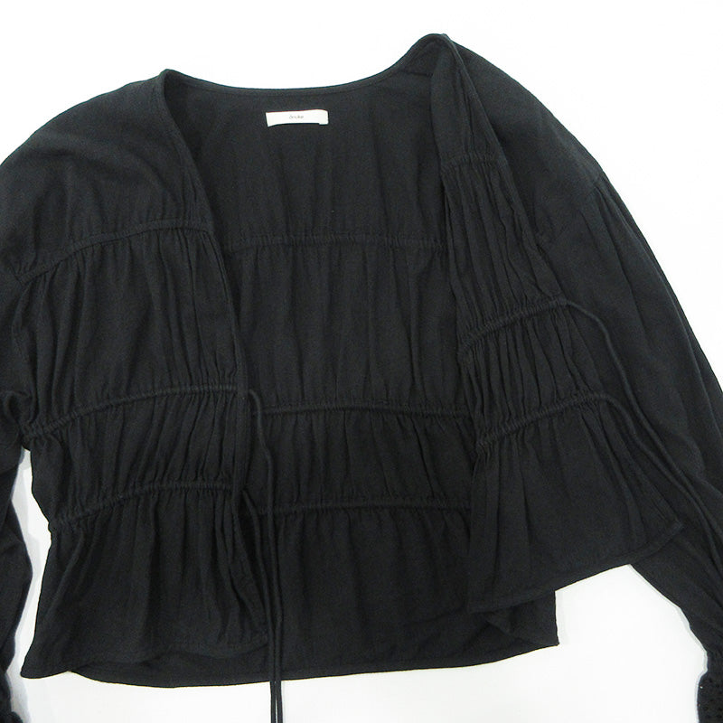 anuke | アンヌーク Vneck Lace Blouse Vネックレースブラウス 25年 長袖シャツ カーディガン ブラウス 62510408 ブラック サイズ：FreeSize【三重本店】