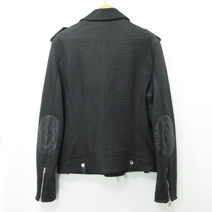 ARMANI | アルマーニ シープスキンダブルライダースレザージャケット エルボーパッチ ライダースジャケット 41R31P ブラック サイズ：1【三重本店】