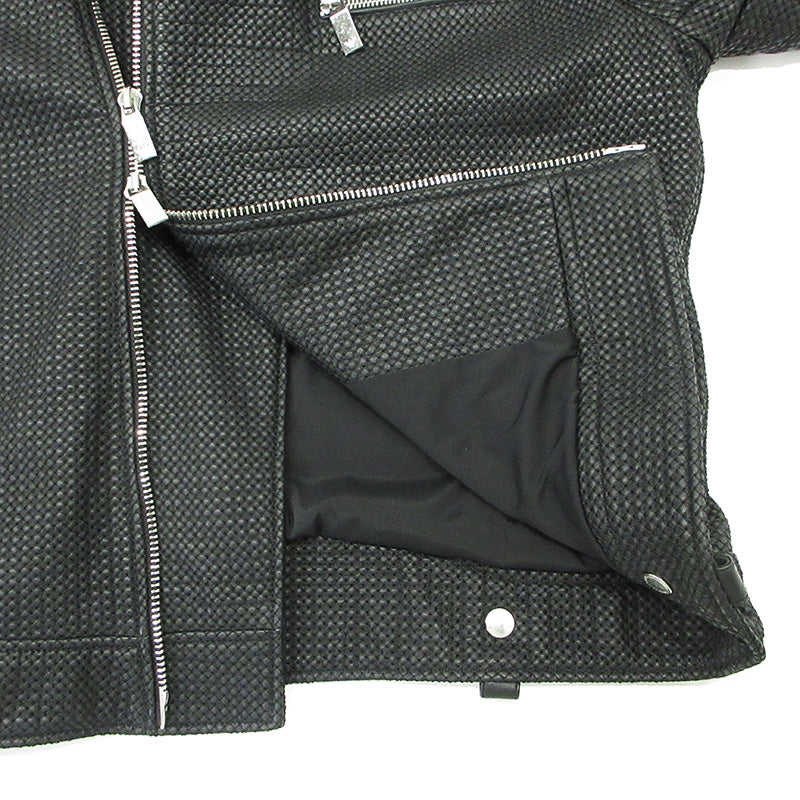 ARMANI | アルマーニ シープスキンダブルライダースレザージャケット エルボーパッチ ライダースジャケット 41R31P ブラック サイズ：1【三重本店】
