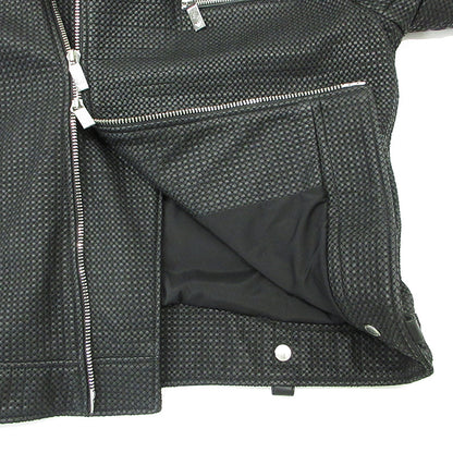 ARMANI | アルマーニ シープスキンダブルライダースレザージャケット エルボーパッチ ライダースジャケット 41R31P ブラック サイズ：1【三重本店】