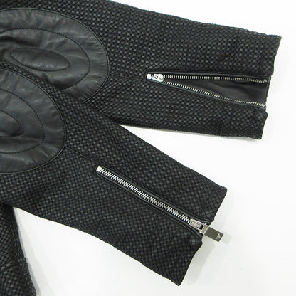 ARMANI | アルマーニ シープスキンダブルライダースレザージャケット エルボーパッチ ライダースジャケット 41R31P ブラック サイズ：1【三重本店】