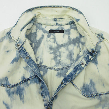 DIESEL | ディーゼル D-PLANET 総柄長袖デニムシャツ ブリーチ加工 ウォッシュ加工 その他トップス ホワイト系×ブルー アイボリー サイズ：XXL【三重本店】