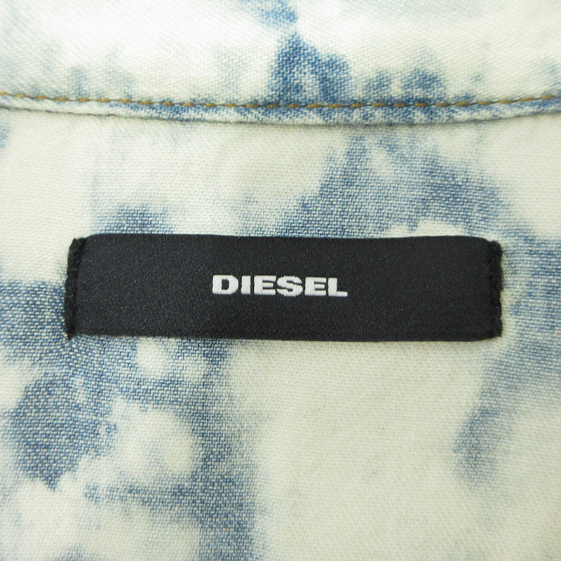 DIESEL | ディーゼル D-PLANET 総柄長袖デニムシャツ ブリーチ加工 ウォッシュ加工 その他トップス ホワイト系×ブルー アイボリー サイズ：XXL【三重本店】