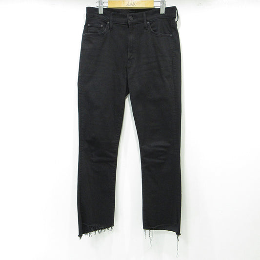 mother | マザー THE INSIDER CROP STEP FRAY インサイダークロップステップフレイ USED加工カットオフジップフライデニムパンツ ストレッチ デニムパンツ B1157-180 ブラック サイズ：28【三重本店】