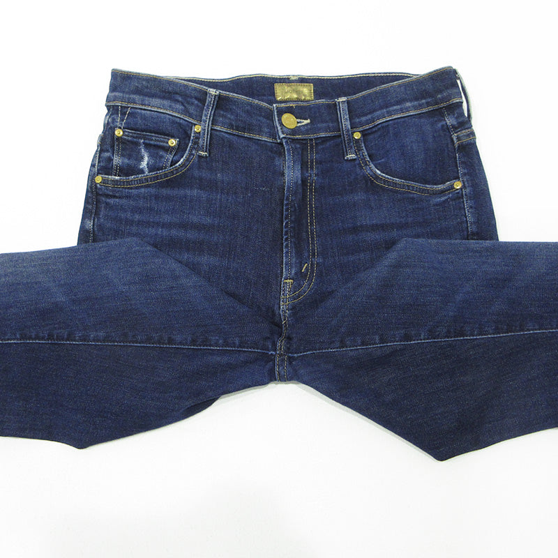 mother | マザー THE INSIDER CROP STEP FRAY インサイダークロップステップフレイ USED加工カットオフジップフライデニムパンツ ダメージ加工 ストレッチ デニムパンツ 1157-104 ネイビー ブルー サイズ：28【三重本店】