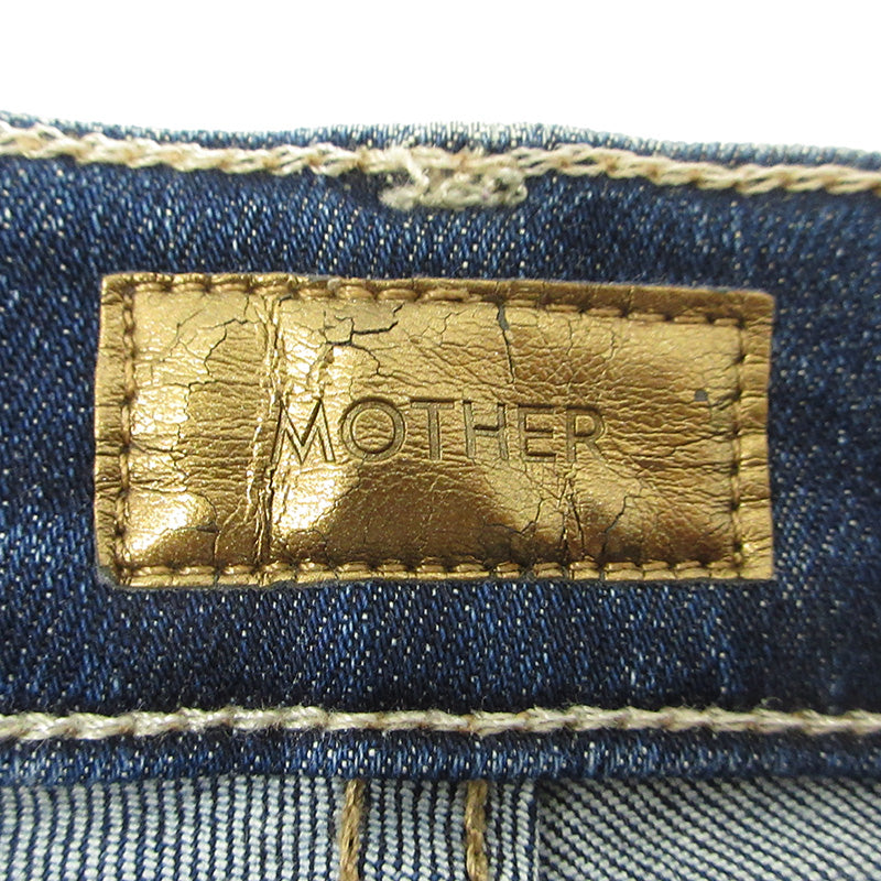 mother | マザー THE INSIDER CROP STEP FRAY インサイダークロップステップフレイ USED加工カットオフジップフライデニムパンツ ダメージ加工 ストレッチ デニムパンツ 1157-104 ネイビー ブルー サイズ：28【三重本店】