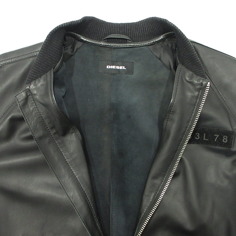 DIESEL | ディーゼル L-PINS-A シープスキンレザーボンバージャケット レザー A6226170 ブラック サイズ：L【三重本店】