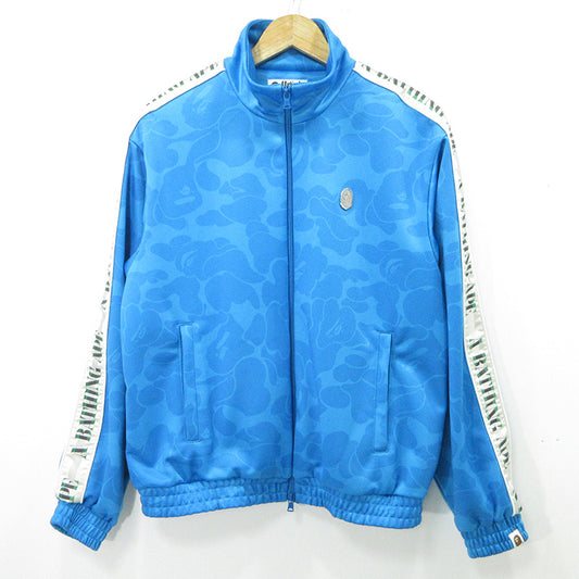 A BATHING APE | アベイシングエイプ Solid Camo Jacquard One Point Track Jacket ソリッドカモジャガードワンポイントトラックジャケット 総柄 メタルワッペン ジャージ ジャージ 001ZPL301310M ブルー サイズ：S【三重本店】