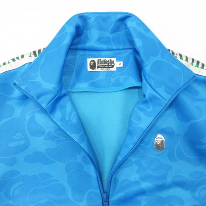 A BATHING APE | アベイシングエイプ Solid Camo Jacquard One Point Track Jacket ソリッドカモジャガードワンポイントトラックジャケット 総柄 メタルワッペン ジャージ ジャージ 001ZPL301310M ブルー サイズ：S【三重本店】