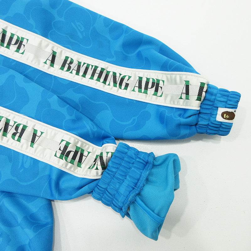 A BATHING APE | アベイシングエイプ Solid Camo Jacquard One Point Track Jacket ソリッドカモジャガードワンポイントトラックジャケット 総柄 メタルワッペン ジャージ ジャージ 001ZPL301310M ブルー サイズ：S【三重本店】