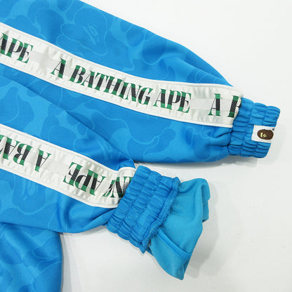 A BATHING APE | アベイシングエイプ Solid Camo Jacquard One Point Track Jacket ソリッドカモジャガードワンポイントトラックジャケット 総柄 メタルワッペン ジャージ ジャージ 001ZPL301310M ブルー サイズ：S【三重本店】