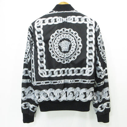 VERSACE | ヴェルサーチ MEDUSA CHAINS REVERSIBLE BOMBER JACKET メドゥーサチェーンリバーシブルボンバージャケット リバーシブル総柄中綿ジャケット ミリタリージャケット 1018824 ブラック×グレー サイズ：46【三重本店】