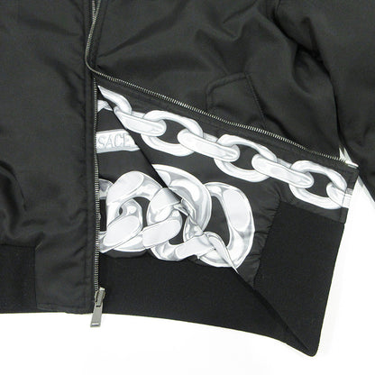 VERSACE | ヴェルサーチ MEDUSA CHAINS REVERSIBLE BOMBER JACKET メドゥーサチェーンリバーシブルボンバージャケット リバーシブル総柄中綿ジャケット ミリタリージャケット 1018824 ブラック×グレー サイズ：46【三重本店】
