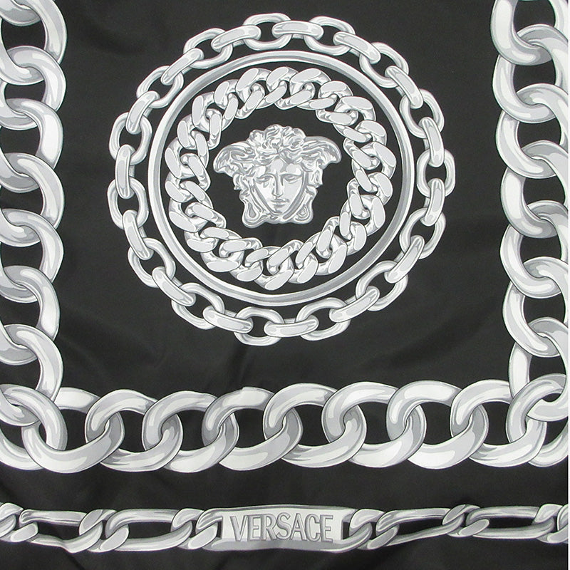 VERSACE | ヴェルサーチ MEDUSA CHAINS REVERSIBLE BOMBER JACKET メドゥーサチェーンリバーシブルボンバージャケット リバーシブル総柄中綿ジャケット ミリタリージャケット 1018824 ブラック×グレー サイズ：46【三重本店】