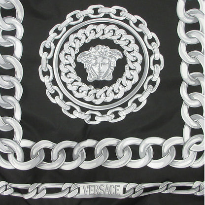 VERSACE | ヴェルサーチ MEDUSA CHAINS REVERSIBLE BOMBER JACKET メドゥーサチェーンリバーシブルボンバージャケット リバーシブル総柄中綿ジャケット ミリタリージャケット 1018824 ブラック×グレー サイズ：46【三重本店】
