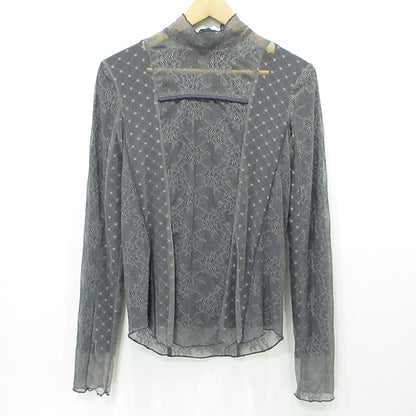 AULA AILA | アウラアイラ LACE HIGH NECK TOPS レースハイネックトップス 総柄 カットソー 1244-04002 グレー【三重本店】