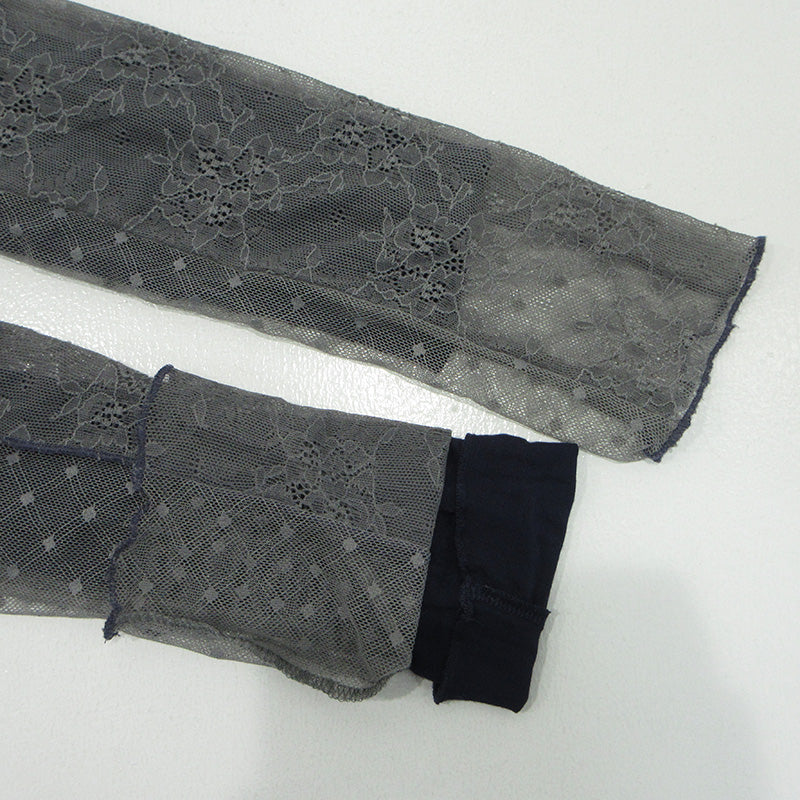 AULA AILA | アウラアイラ LACE HIGH NECK TOPS レースハイネックトップス 総柄 カットソー 1244-04002 グレー【三重本店】