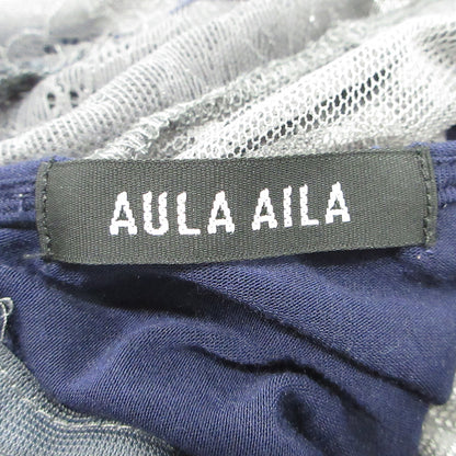AULA AILA | アウラアイラ LACE HIGH NECK TOPS レースハイネックトップス 総柄 カットソー 1244-04002 グレー【三重本店】