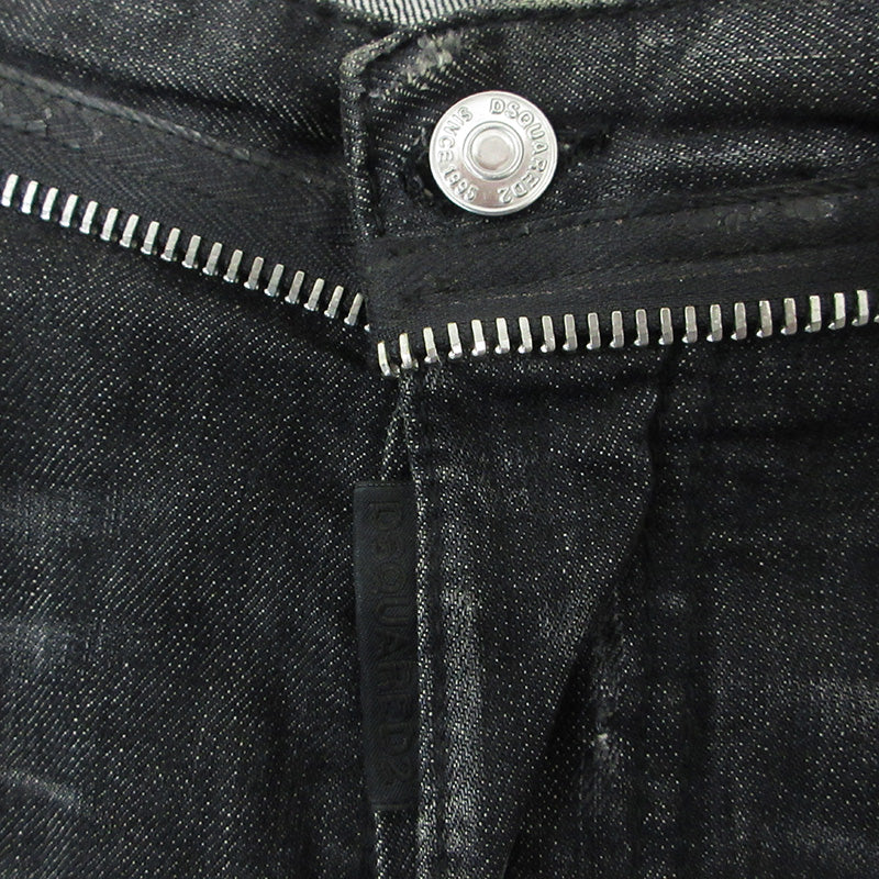 DSQUARED2 | ディースクエアード TIDY BIKER JEAN タイディバイカージーンズ USED加工ボタンフライデニムパンツ ダメージ加工 ペイント加工 デニムパンツ S74LA0804 ブラック サイズ：46【三重本店】