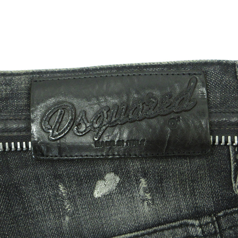 DSQUARED2 | ディースクエアード TIDY BIKER JEAN タイディバイカージーンズ USED加工ボタンフライデニムパンツ ダメージ加工 ペイント加工 デニムパンツ S74LA0804 ブラック サイズ：46【三重本店】