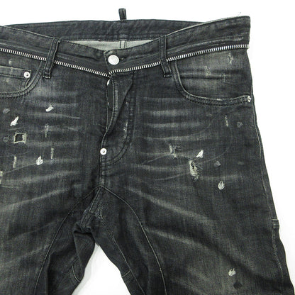 DSQUARED2 | ディースクエアード TIDY BIKER JEAN タイディバイカージーンズ USED加工ボタンフライデニムパンツ ダメージ加工 ペイント加工 デニムパンツ S74LA0804 ブラック サイズ：46【三重本店】