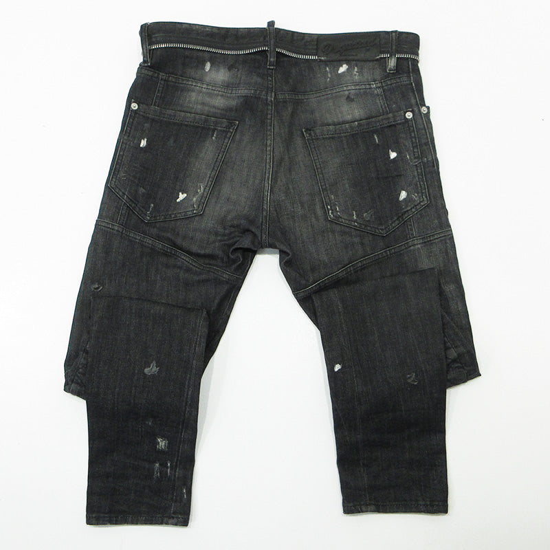 DSQUARED2 | ディースクエアード TIDY BIKER JEAN タイディバイカージーンズ USED加工ボタンフライデニムパンツ ダメージ加工 ペイント加工 デニムパンツ S74LA0804 ブラック サイズ：46【三重本店】