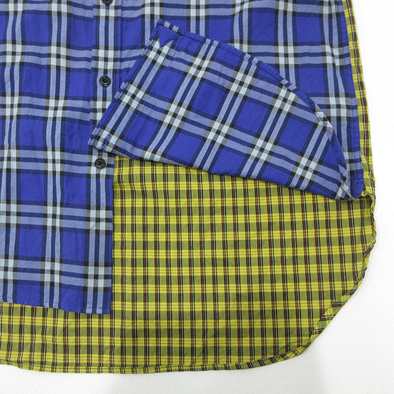 BURBERRY London England | バーバリーロンドンイングランド クレイジーパターンチェックシャツ 総柄切替え長袖シャ 長袖シャツ 8002553 ブルー×イエロー×ベージュ マルチカラー サイズ：L【三重本店】