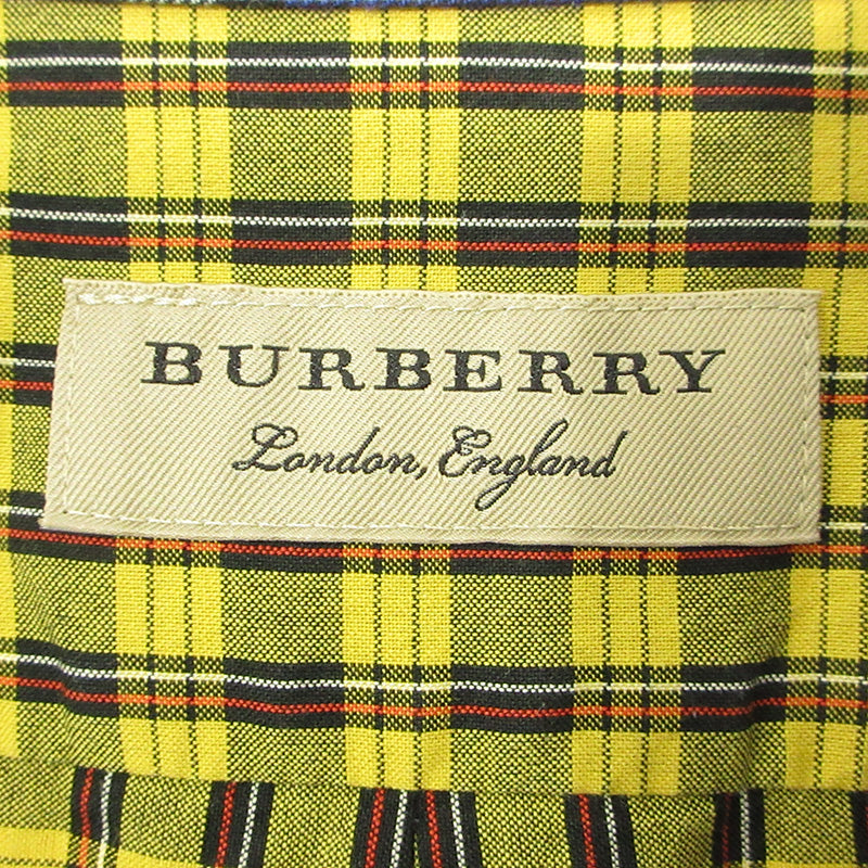 BURBERRY London England | バーバリーロンドンイングランド クレイジーパターンチェックシャツ 総柄切替え長袖シャ 長袖シャツ 8002553 ブルー×イエロー×ベージュ マルチカラー サイズ：L【三重本店】