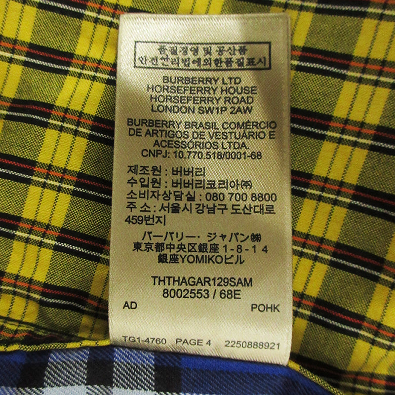 BURBERRY London England | バーバリーロンドンイングランド クレイジーパターンチェックシャツ 総柄切替え長袖シャ 長袖シャツ 8002553 ブルー×イエロー×ベージュ マルチカラー サイズ：L【三重本店】