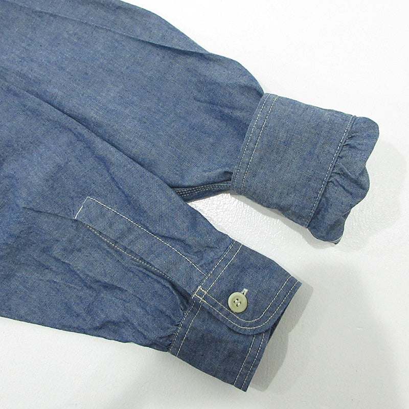SC Subculture | サブカルチャー CHAMBRAY SHIRT シャンブレーシャツ ロゴ刺繍長袖シャツ 長袖シャツ SCTP-S2605 ブルー インディゴ サイズ：2【三重本店】