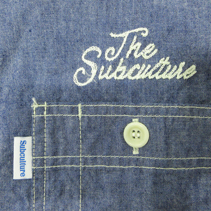 SC Subculture | サブカルチャー CHAMBRAY SHIRT シャンブレーシャツ ロゴ刺繍長袖シャツ 長袖シャツ SCTP-S2605 ブルー インディゴ サイズ：2【三重本店】