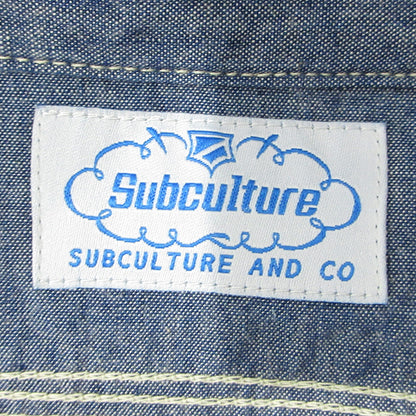 SC Subculture | サブカルチャー CHAMBRAY SHIRT シャンブレーシャツ ロゴ刺繍長袖シャツ 長袖シャツ SCTP-S2605 ブルー インディゴ サイズ：2【三重本店】