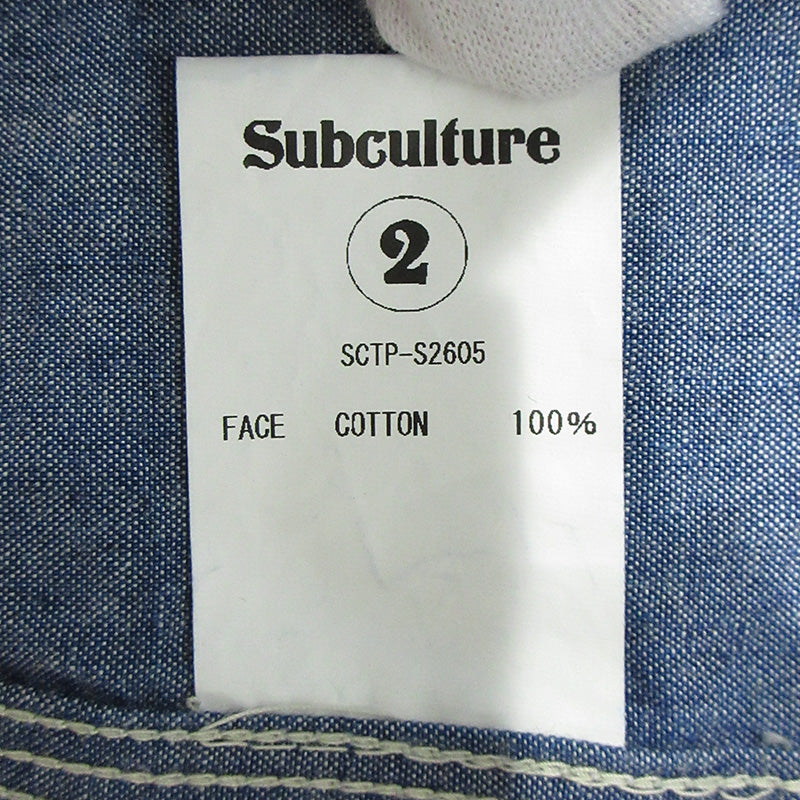 SC Subculture | サブカルチャー CHAMBRAY SHIRT シャンブレーシャツ ロゴ刺繍長袖シャツ 長袖シャツ SCTP-S2605 ブルー インディゴ サイズ：2【三重本店】