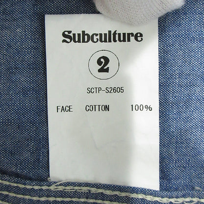SC Subculture | サブカルチャー CHAMBRAY SHIRT シャンブレーシャツ ロゴ刺繍長袖シャツ 長袖シャツ SCTP-S2605 ブルー インディゴ サイズ：2【三重本店】